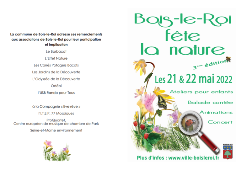 Fête de la nature à Bois Le Roi 21 & 22 mai 2022